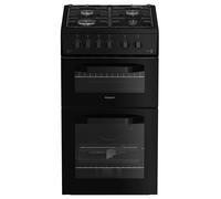 Hotpoint HTG5GCB 50cm Twin Cavity Gas Cooker in Black 59L