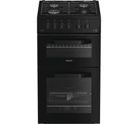 Hotpoint HTG5GCB - Black Gas Cooker - 59L Twin Cavity - A Energy