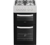 Hotpoint HTG5GCW - White Twin cavity Gas Cooker - 59L - A+ Energy