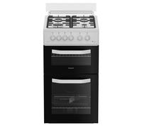 Hotpoint HTG5GCWL 50cm Twin Cavity Gas Cooker with Glass Lid in White