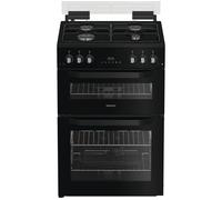 HOTPOINT HTG6GDCB1 60 cm Gas Cooker - Black, Black