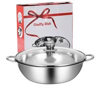 Hotpot Pot with Divider 12.6 Inch Dia. Stainless Steel Divider Pot with Glass Lid Chinese Dual Sided for Kitchen Induction Cooktop Gas Stove