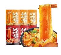 Hotpot Wide Noodles,Sweet Potato Glass Noodles,KuanFenTiao,Chew Crystal Rice Noodles,hot and spicy noodle,Gluten-free,Sichuan Hot Pot Noodles,Chinese Specialty (Red chili oil flavor271g,6pack)