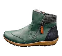HOTRA Ladies Boots Wide Fit Ankle Boots for Women Comfortable Casual Side Zipper Leather Booties Anti-Slip Waterproof Shoes (Color : Green, Size : 7 UK)