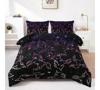 HOTRCR 3pcs Unicorns Pattern Duvet Set, Galaxy Bedding Set for Girls and Adults, Bedroom or Room Decor, All Seasons Comforter Microfiber Quilt with 2 Pillowcases for Gifts(Double 200 * 200cm)