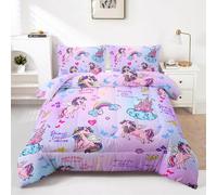 HOTRCR 3pcs Unicorns Pattern Duvet Set, Unicorn Bedding Set for Girls and Adults, Bedroom or Room Decor, All Seasons Comforter Microfiber Quilt with 2 Pillowcases for Gifts(Double 200 * 200cm)