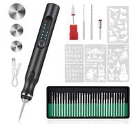 HOTROSE Electric Engraving Pen with 37 Bits Rechargeable Wireless USB Engraving Machine Portable DIY Rotary Engraver for Jewelry Wood Glass Stone Carving (Black)