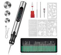 HOTROSE Electric Engraving Pen with 37 Bits, USB Rechargeable Cordless Engraving Machine, Portable DIY Rotary Engraving for Jewelry, Wood, Glass, Stone Carving (Silver)