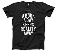HotScamp A Book A Day Keeps Reality Away Men's Unisex T-Shirt - Black Large