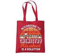 HotScamp Alcohol is a Solution - Tote Shopping Bag - Funny Science Chemist One size red