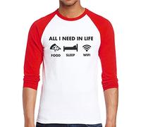 HotScamp All I Need in Life Food Sleep WiFi - Men Baseball Top