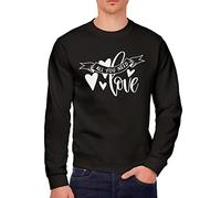 HotScamp All You Need is Love - Youth & Mens Sweatshirt - Valentine's Day Love Heart M Black