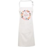 HotScamp Apron for Mum - Best Gran Ever Flower Wreath Chef Arpon Cooking Cook Baker Baking Mother's Day Birthday Christmas Mother From Grandkids Grandchildren