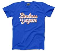 HotScamp Bad Ass Vegan - Mens Unisex T-Shirt - Retro Plant Based L Blue