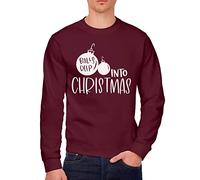 HotScamp Balls Deep Into Christmas - Mens Sweatshirt - Xmas Festive Rude Jumper NSFW XXL Maroon