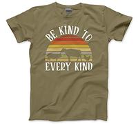 HotScamp Be Kind to Every Kind - Mens Unisex T-Shirt - Vegan Vegetarian Retro M Khaki