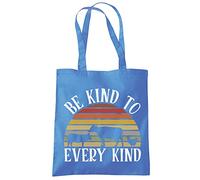 HotScamp Be Kind To Every Kind - Tote Shopping Bag - Vegan Vegetarian Retro One size cornflower blue