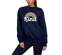 HotScamp Be Kind - Youth & Womens Sweatshirt - Rainbow Love Cute L Navy