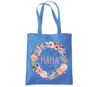 HotScamp Best Nana Ever Flower Wreath - Tote Shopping Bag - Mother's Day Grandmother Grandma Nan One size cornflower blue