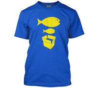 HotScamp Big Fish Little Fish Cardboard Box Men's Unisex T-Shirt - Blue X-Large
