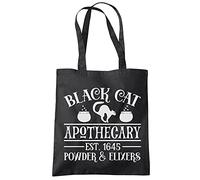 HotScamp Black Cat Apothecary - Tote Shopping Bag - Halloween Spooky Witch One size black