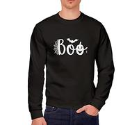 HotScamp Boo!! Pumpkins Spiders - Youth & Mens Sweatshirt - Halloween Group Hocus Pocus Trick or Treat L Black