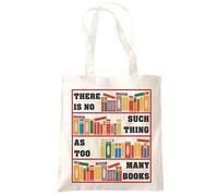 HotScamp Book Lover Bag There Is No Such Thing As Too Many Books - I love Reading Literature Library Libarian Teacher Student Tote Shopping Bag