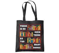 HotScamp Book Lover Bag There Is No Such Thing As Too Many Books - I love Reading Literature Library Libarian Teacher Student Tote Shopping Bag