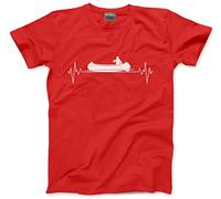 HotScamp Canoe Heartbeat Canoeing Enthusiast - Mens and Youth Unisex T-Shirt - Sports Hobby Fan L red
