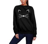 HotScamp Cat Face Women's Sweatshirt - Black X-Large