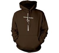 HotScamp Christian hoodie Faith Cross Unisex Hoody Youth, Women and Men - Christianity Jesus Church Bible - L Brown