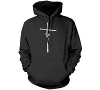 HotScamp Christian hoodie Faith Cross Unisex Hoody Youth, Women and Men - Christianity Jesus Church Bible - L Black