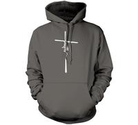 HotScamp Christian hoodie Faith Cross Unisex Hoody Youth, Women and Men - Christianity Jesus Church Bible - 12-13 Years Grey