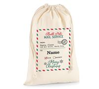 HotScamp Christmas Personalised Sack North Pole Delivery Service - Personalised Name Kids Children's Xmas Stocking Sack Santa Father Christmas Canvas - Natural Canvas XL 49.5 x 75cm