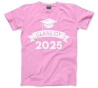 HotScamp Class of 2025 Graduation Cap - Kids T-Shirt - Leavers Leaving School Gift Good Luck 12-13 Years Pink