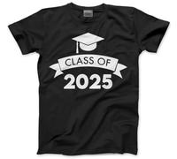 HotScamp Class of 2025 Graduation Cap - Kids T-Shirt - Leavers Leaving School Gift Good Luck 5-6 Years Black
