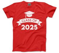 HotScamp Class of 2025 Graduation Cap - Unisex Kids Teens and Adults T-Shirt - Leavers Leaving School Gift Good Luck 12-13 Years red