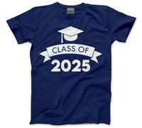 HotScamp Class of 2025 Graduation Cap - Unisex Kids Teens and Adults T-Shirt - Leavers Leaving School Gift Good Luck 9-11 Years Navy