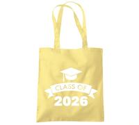 HotScamp Class of 2026 Graduation Cap - Tote Shopping Bag - Leavers Leaving School Gift Good Luck One size lemon yellow