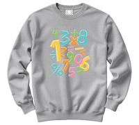HotScamp Colourful Number Day Maths Symbols Kid's and Adult's Sweatshirt - Number Day 2026 School Maths Day Numeracy Day Mathematics Lover Teacher Student Class XL grey