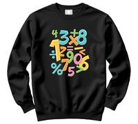 HotScamp Colourful Number Day Maths Symbols Kid's and Adult's Sweatshirt - Number Day 2026 School Maths Day Numeracy Day Mathematics Lover Teacher Student Class XL black