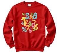 HotScamp Colourful Number Day Maths Symbols Kid's and Adult's Sweatshirt - Number Day 2026 School Maths Day Numeracy Day Mathematics Lover Teacher Student Class 12-13 Years red