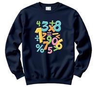 HotScamp Colourful Number Day Maths Symbols Kid's and Adult's Sweatshirt - Number Day 2026 School Maths Day Numeracy Day Mathematics Lover Teacher Student Class M navy