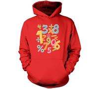 HotScamp Colourful Number Day Maths Symbols - Kid's Hoodie - Number Day 2026 School Maths Day Numeracy Day Mathematics Lover Pupil Children's Hooded Sweatshirt 12-13 Years red