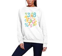 HotScamp Colourful Number Day Maths Symbols - Kids Sweatshirt - Number Day 2025 School Maths Day Numeracy Day Mathematics Lover Teacher Student Class 12-13 Years White