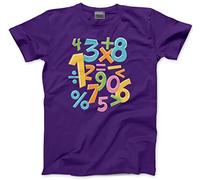 HotScamp Colourful Number Day Maths Symbols - Kids T-Shirt - Number Day 2025 School Maths Day Numeracy Day Mathematics Lover Teacher Student Class 7-8 Years Purple