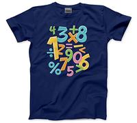 HotScamp Colourful Number Day Maths Symbols - Unisex T-Shirt - Number Day 2025 School Maths Day Numeracy Day Mathematics Lover Teacher Student Class 3-4 Years Navy
