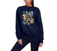 HotScamp Colourful Number Day Maths Symbols - Youth & Womens Sweatshirt - Number Day 2025 School Maths Day Numeracy Day Mathematics Lover Teacher Student Class 3XL Navy