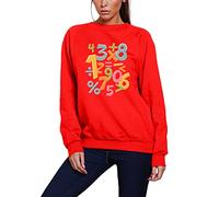 HotScamp Colourful Number Day Maths Symbols - Youth & Womens Sweatshirt - Number Day 2025 School Maths Day Numeracy Day Mathematics Lover Teacher Student Class XL red