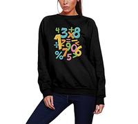 HotScamp Colourful Number Day Maths Symbols - Youth & Womens Sweatshirt - Number Day 2025 School Maths Day Numeracy Day Mathematics Lover Teacher Student Class XS Black